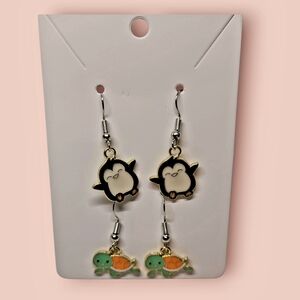 Charming Penguin and Turtle Kids Earrings